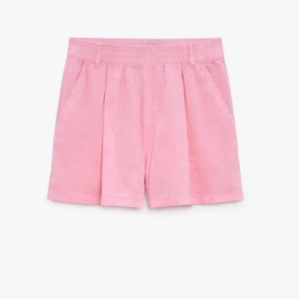 ZARA 2 PIECES LINEN SHIRT WITH POCKET & CARGO SHORTS - Picture 5 of 9
